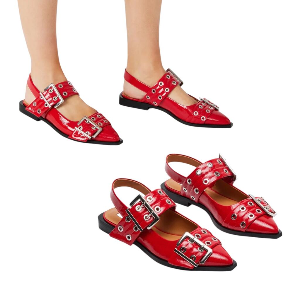 Steve Madden Women's 'Graya' Pointed Toe Ballet Flat, Patent Leather, Red Size 7
